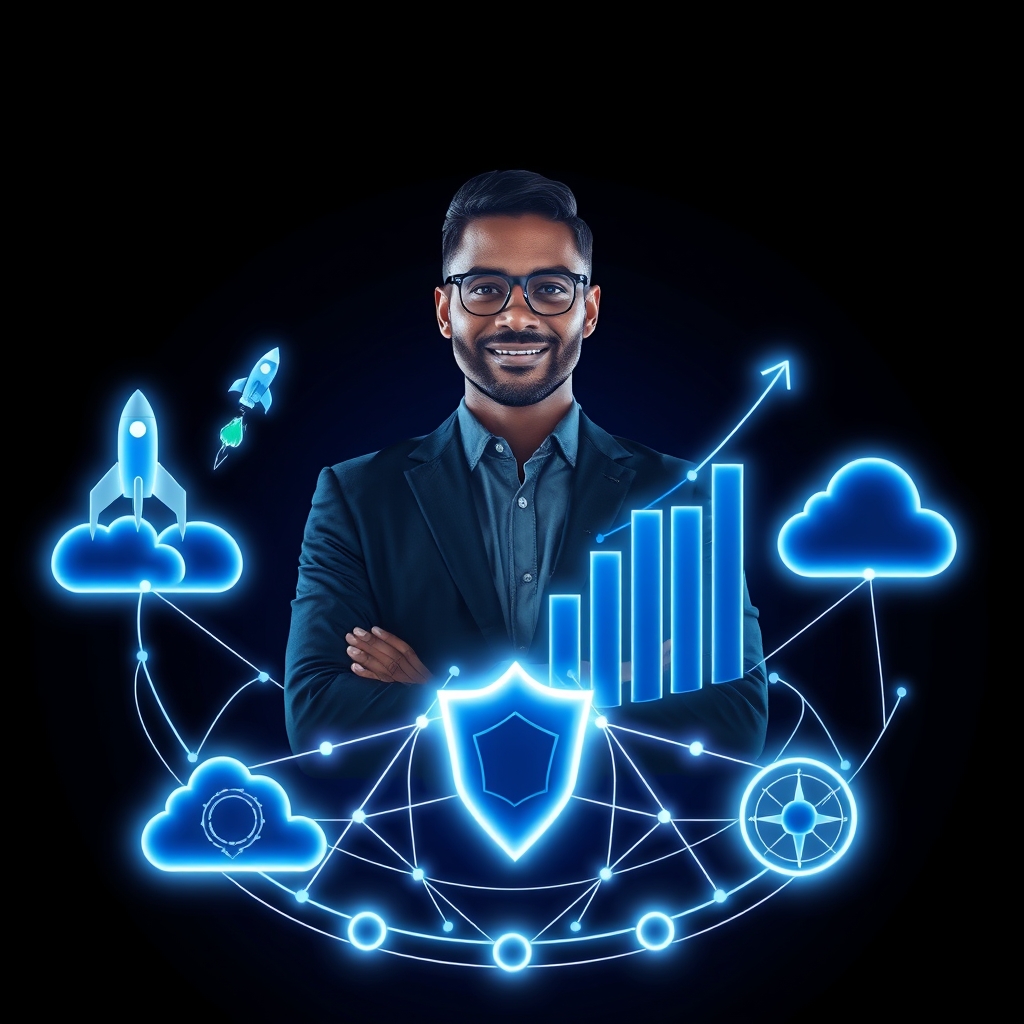 Virtual CIO for Startups — dirección tecnológica ejecutiva como avatar holográfico guiando el crecimiento de una startup